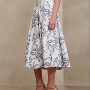 Banana Republic White and Blue Maxi Skirt
